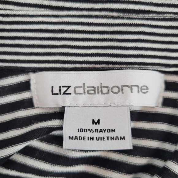 Liz Claiborne NWT Striped Rolltab Sleeve Vneck Tunic 100% Rayon Women's Size M - Picture 8 of 9